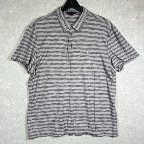 John Varvatos Polo Shirt Men's XL Gray Short Sleeve Variegated Striped - Picture 1 of 11